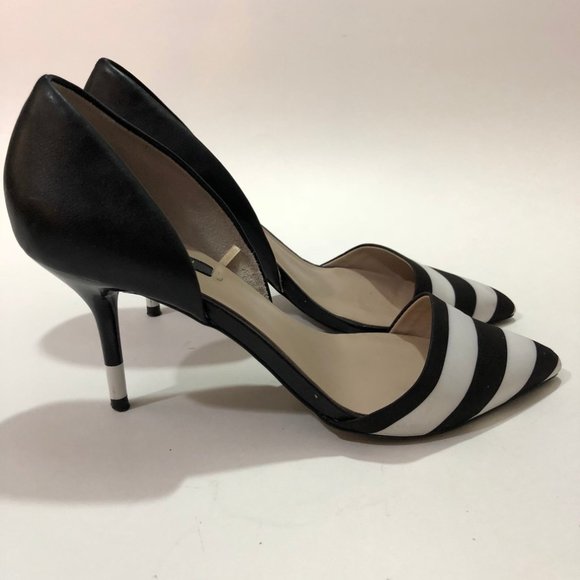 ZARA Shoes Black and White Striped Heel Size 7 - Picture 4 of 8